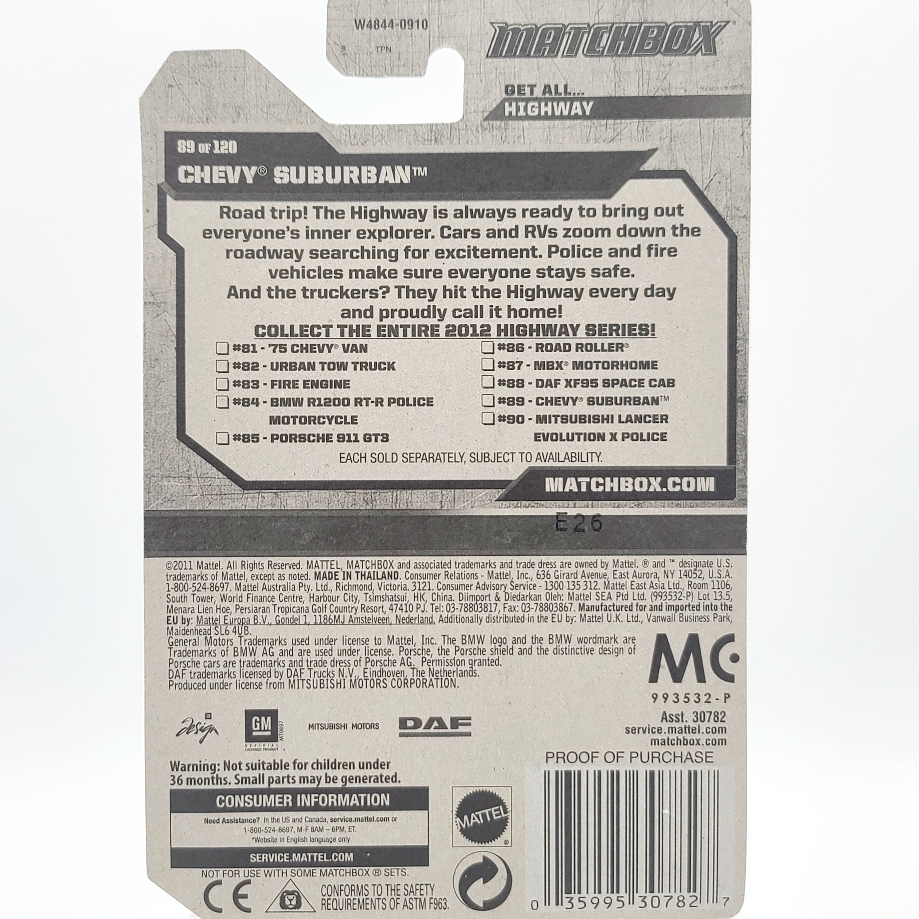 Matchbox '00 Chevy Suburban "Channel 6 News" (2012 MBX Basic - Highway)